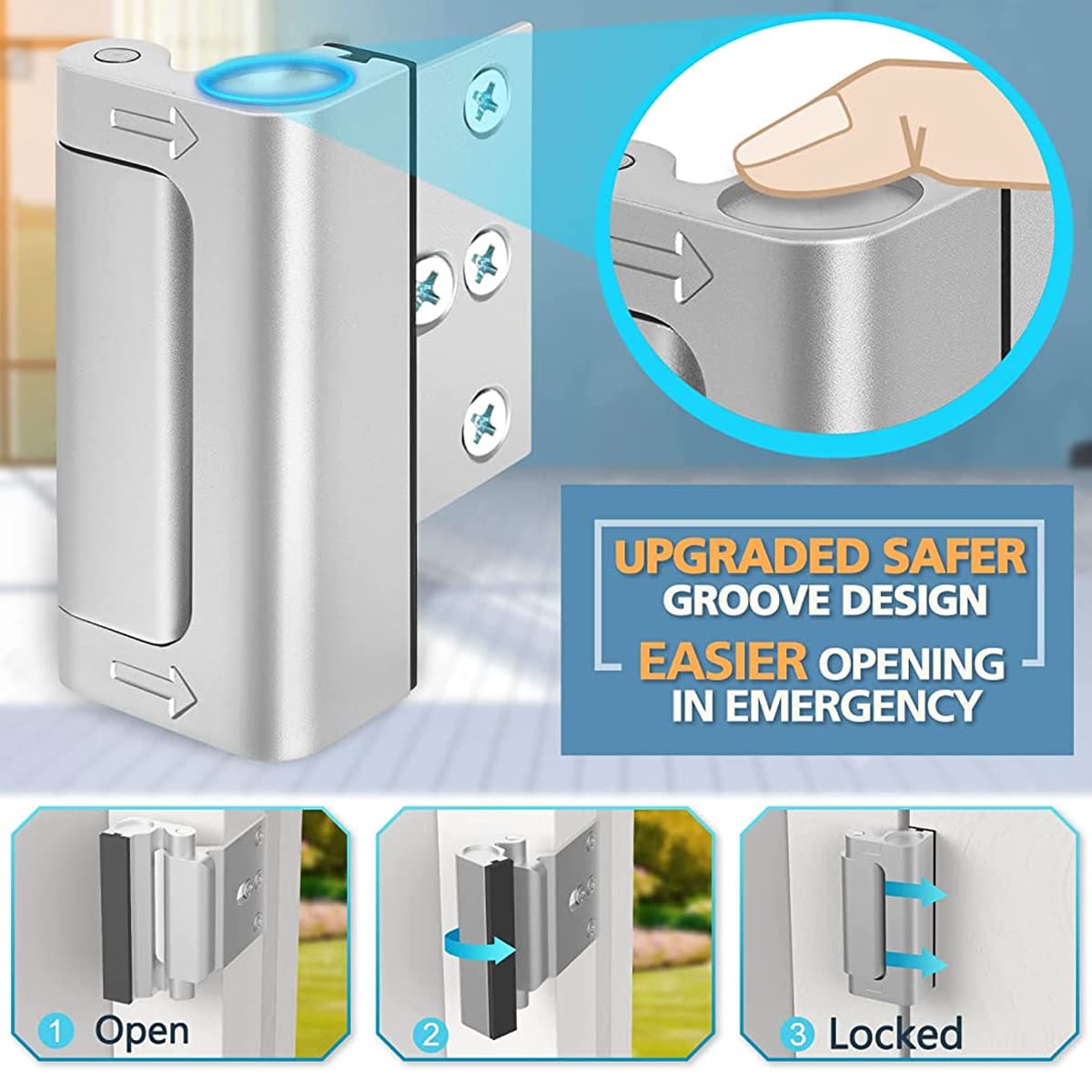 HASTHIP Home Security Door Lock, Childproof Door Lock Defender, Upgraded Childproof Safety Door Lock Latch with 4 Screws Inside Stopper, Add High Security to Prevent Home Unauthorized Entry HASTHIP Home Security Door Lock, Childproof Door Lock Defender, Upgraded Childproof Safety Door Lock Latch with 4 Screws Inside Stopper, Add High Security to Prevent Home Unauthorized Entry